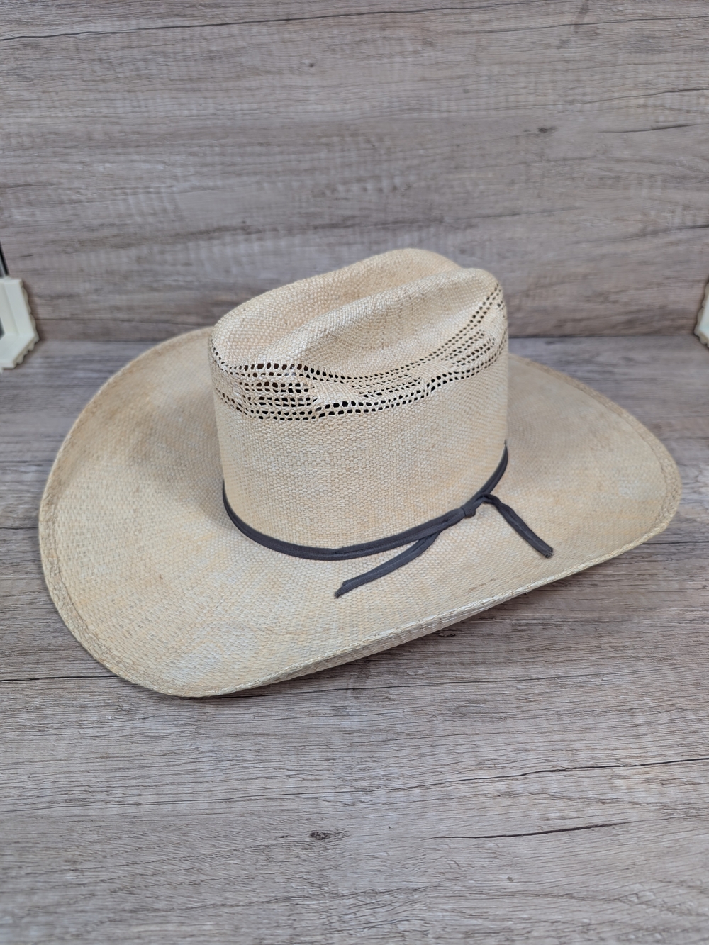 American Hat Co Bangora Hat Cowboy Fitted Mens 6 3/4 Tan Straw Vented Cattleman